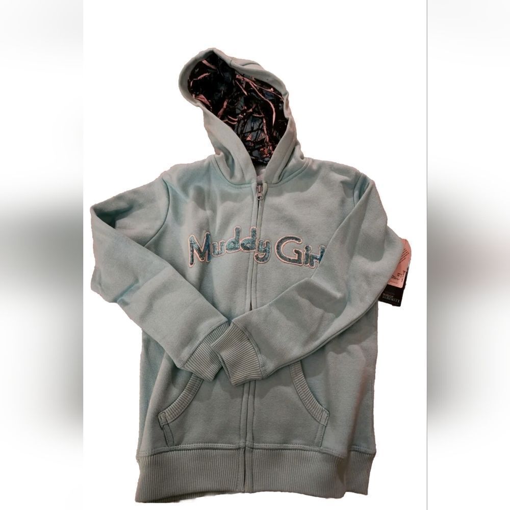 Muddy Girl Girls Zip Up Hoodie Jacket L (10/12) Sparkle Camo Moonshine Wear
